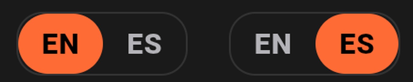 The EN / ES language button, zoomed in